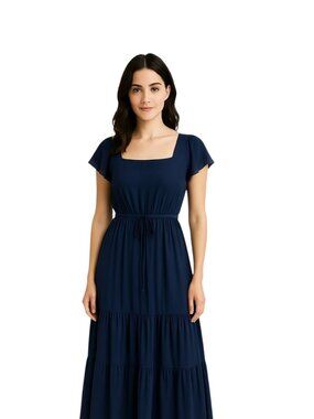 White By Vera Wang Maxi Dress Navy Blue Size 2 Wedding Special Occasion Boho